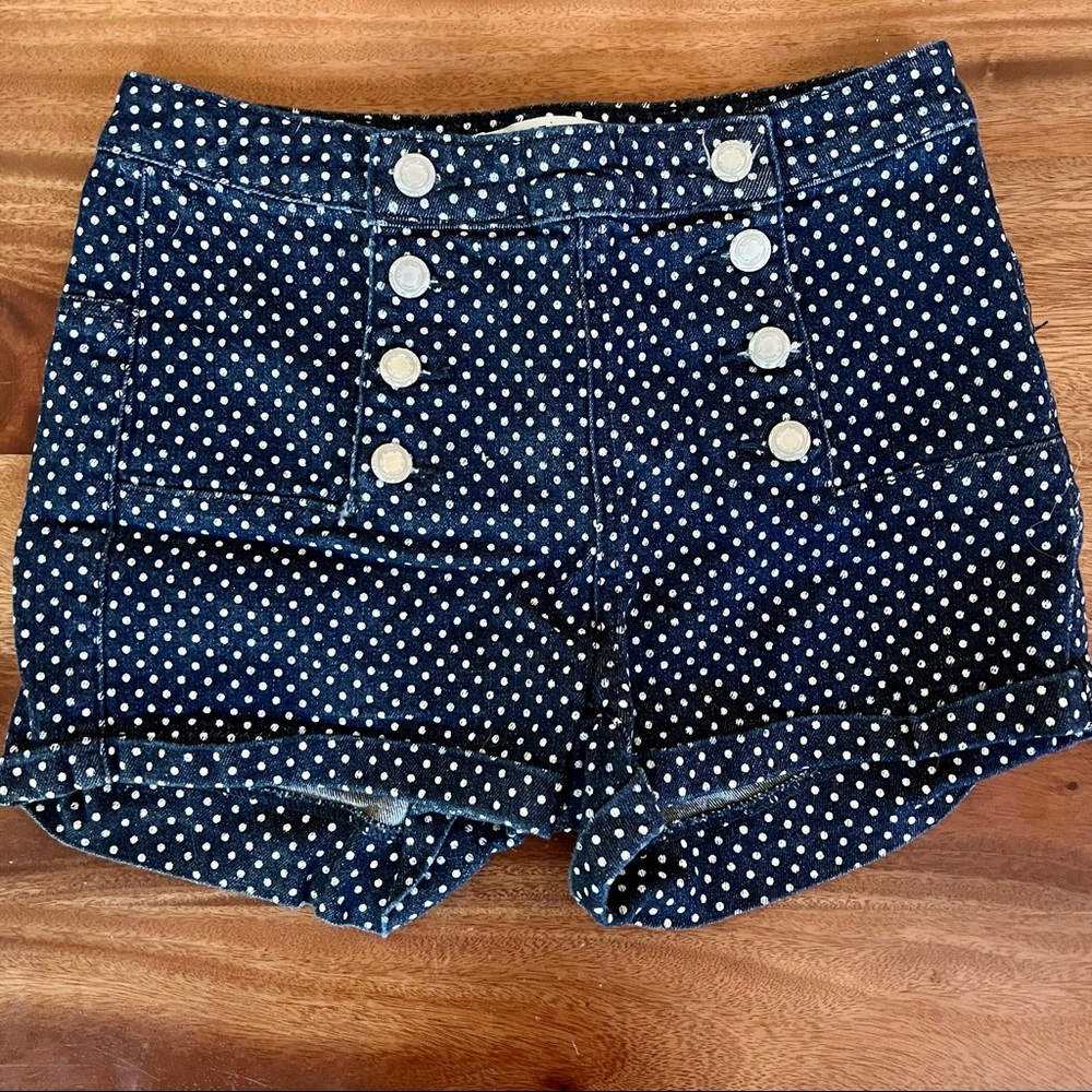 High waisted polka dotted shorts